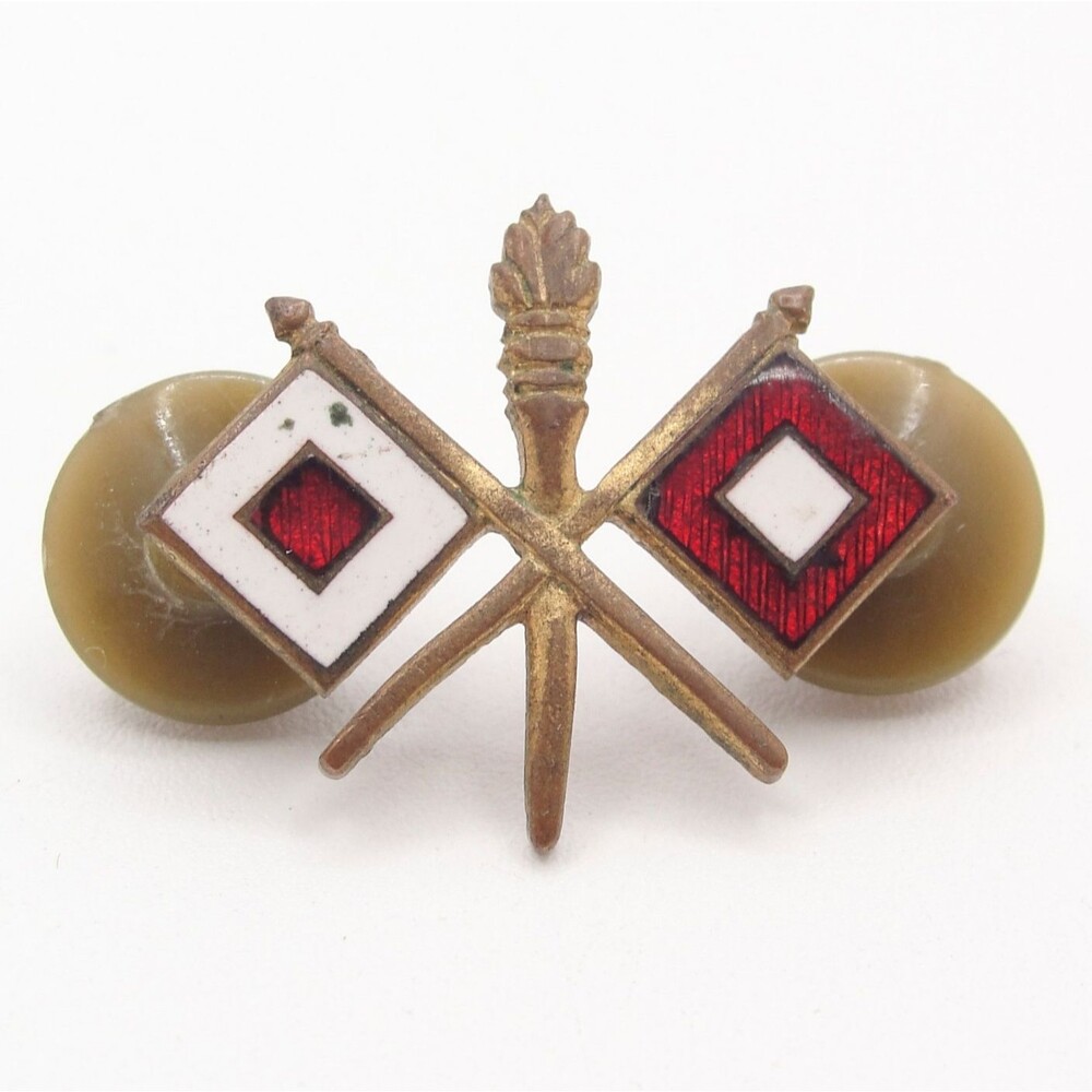 WWII US Army Signal Corps Officers Branch Lapel & Garrison Cap Insignia Device